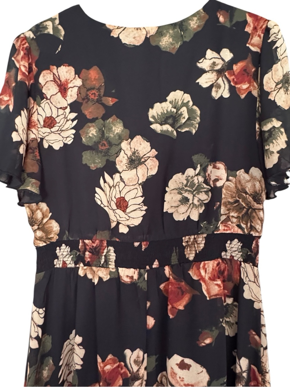 SIMPLEE Floral V-Neck Maxi Dress M Black Neutral NWOT - Picture 10 of 13